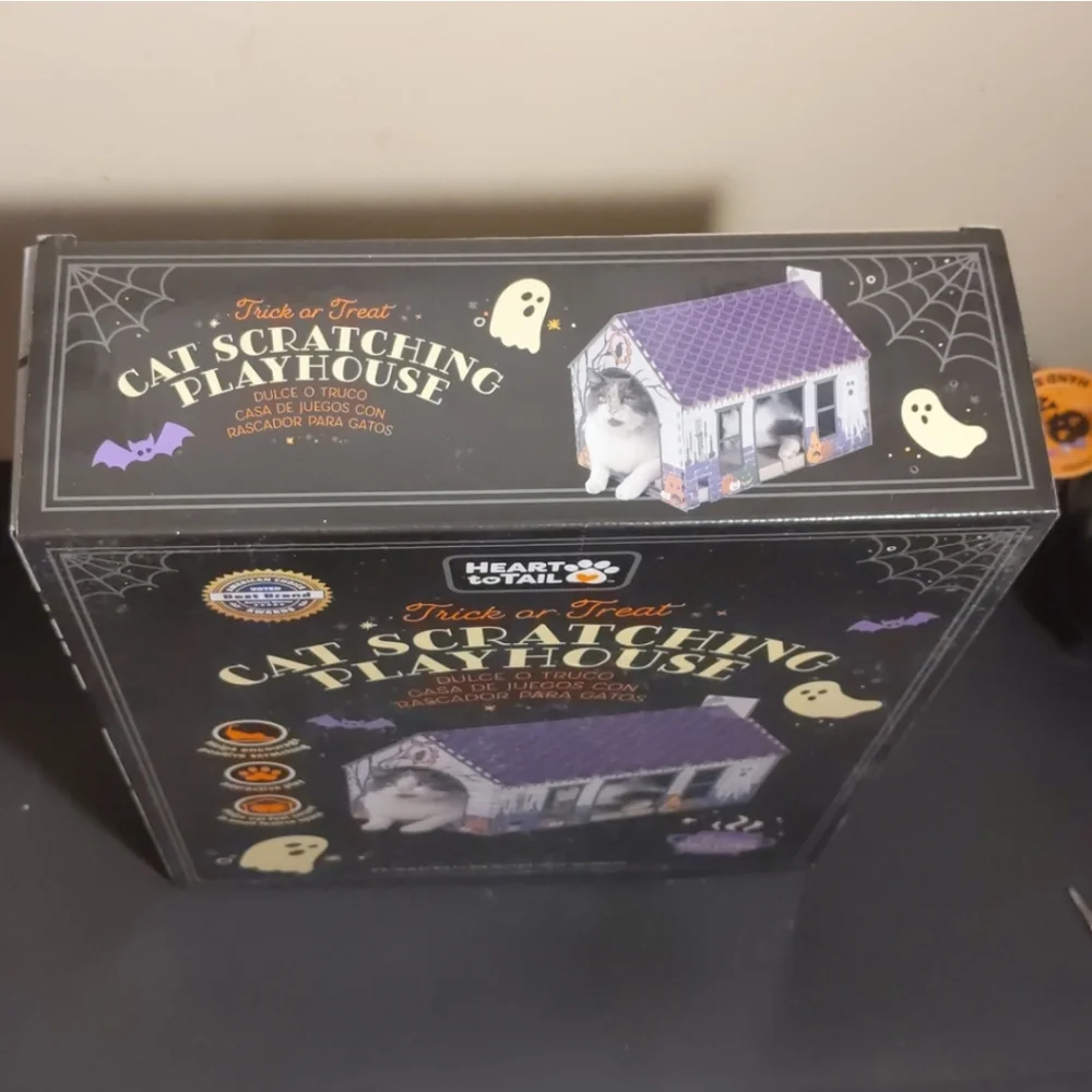 Halloween Trick Or Treat Witch Cat Scratcher Play House Cottage W/ Catnip